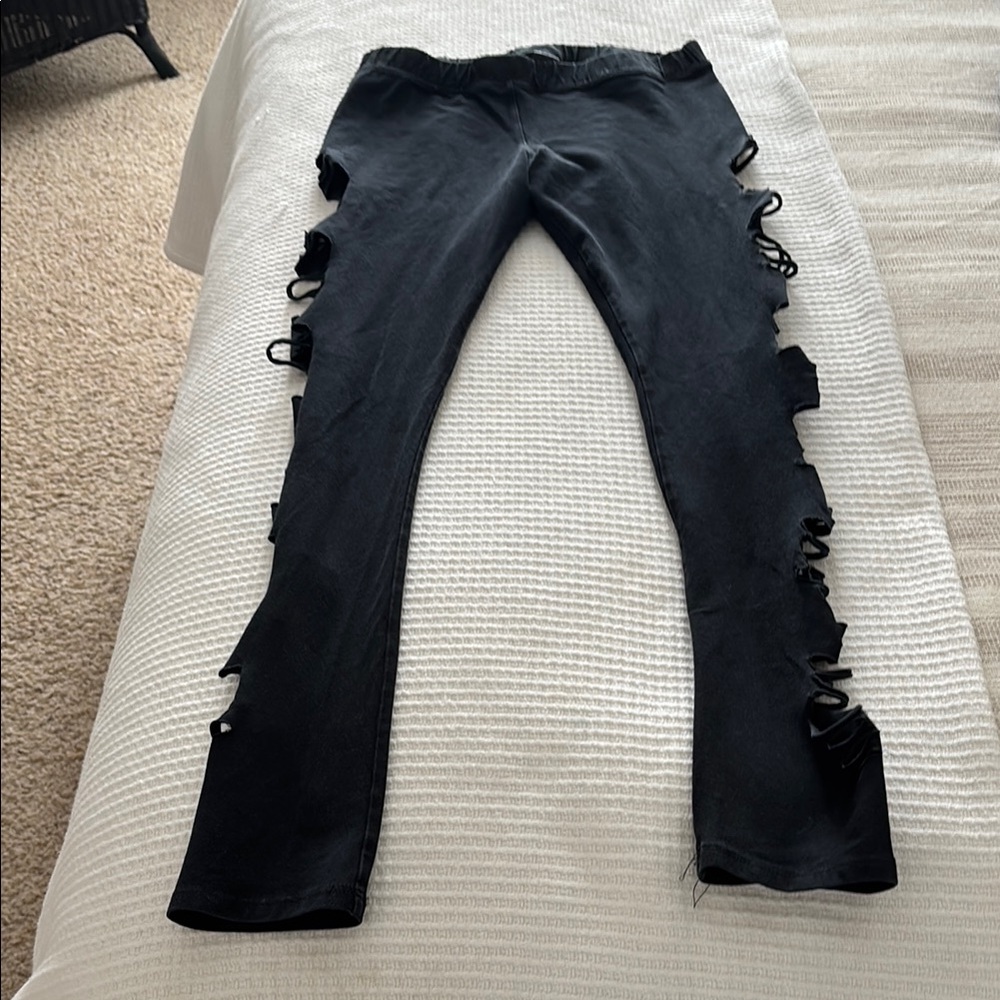 Black Lace-Up Side Leggings